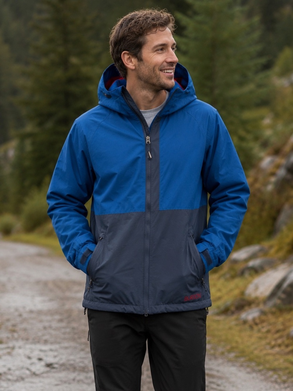 Burton Hooded Rain Jacket Fill Zip Waterproof Shell Mesh Lined Windbreaker Small
